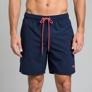 Tommy Bahama Relax Swim Trunks Navy Blue Orange Logo Large